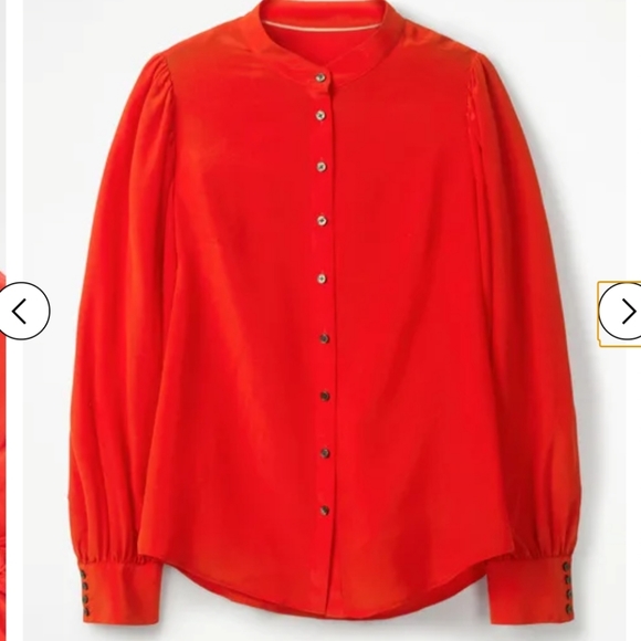 Boden Blouson Sleeve Silk Shirt- Post Box Red - Picture 12 of 13